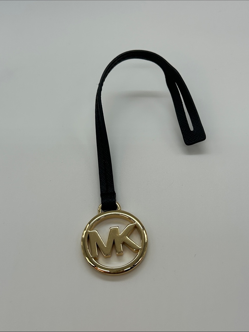 Michael Kors Black Strap with Gold MK Circle Logo Charm
